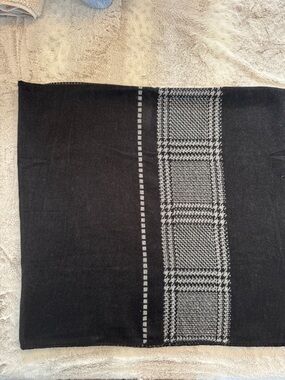 Classic Black & Gray Plaid Poncho Shrug